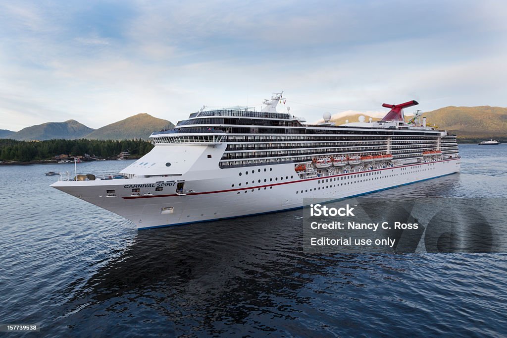 Carnival Spirit Cruise Ship Arriving Ketchikan, Alaska, Long Shot  Cruise - Vacation Stock Photo