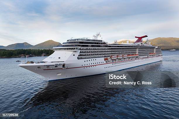 Carnival Spirit Cruise Ship Arriving Ketchikan Alaska Long Shot Stock Photo - Download Image Now