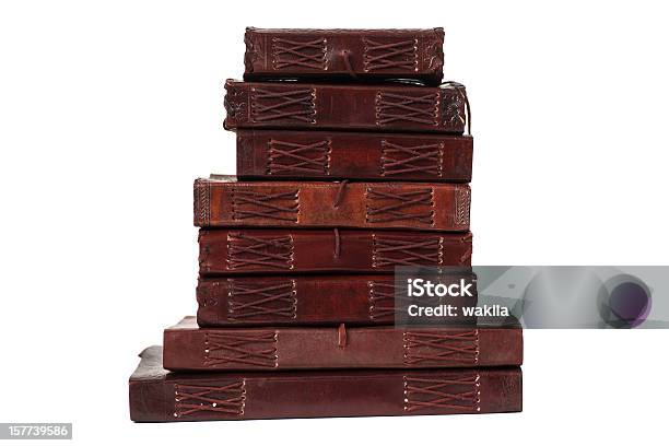 Batch Brown Leatherbooks Diary And Notebooks From Indiary Lederbücher Stock Photo - Download Image Now