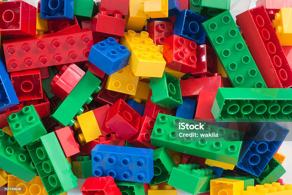 Cubi giocattolo full-frame sfondo - Foto stock royalty-free di Blocco da assemblare