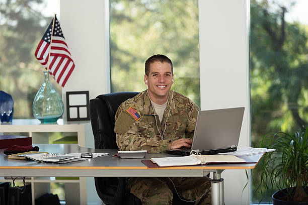 istock American Soldier in his office 157739733