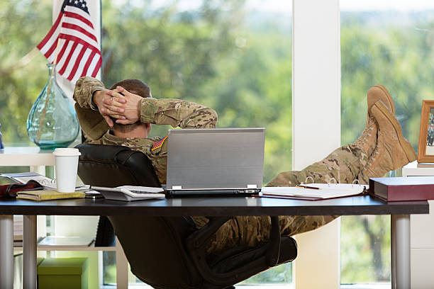 istock American Soldier in his office 157739853