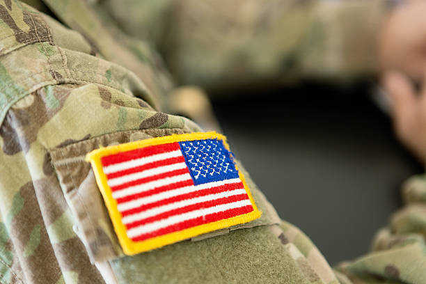 American Flag patch on American soldiers uniform national guard stock pictures, royalty-free photos & images