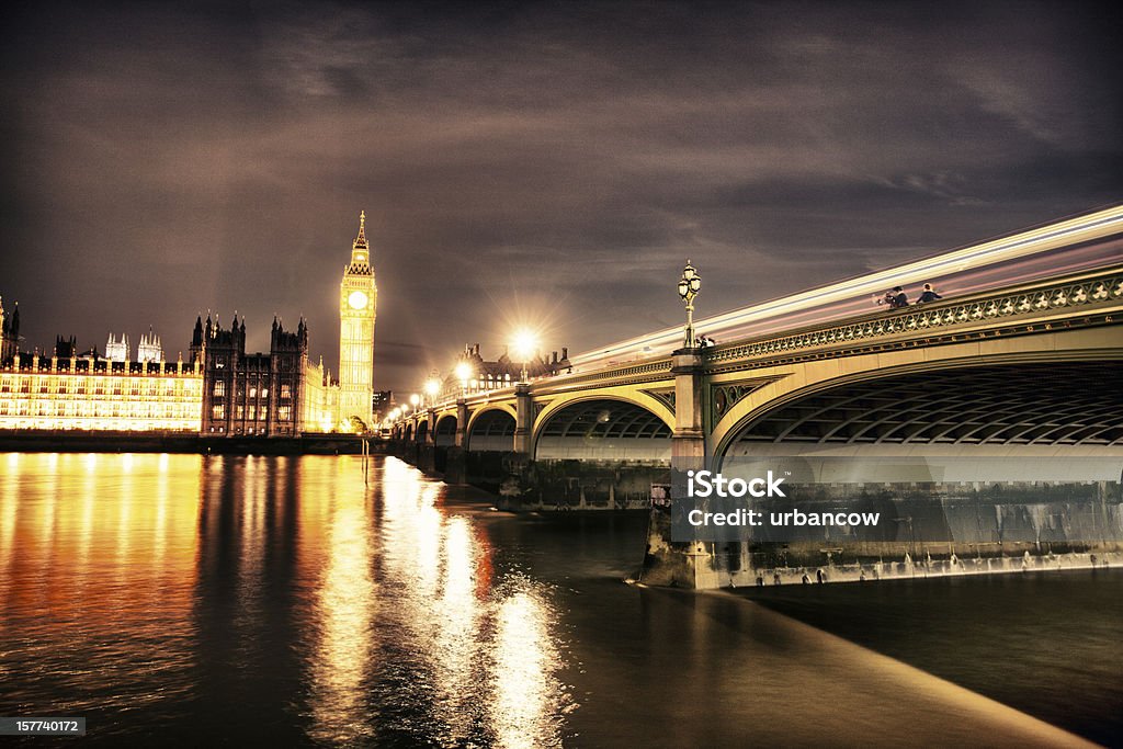 Noite, Big Ben, Westminster Bridge, - Foto de stock de Adulto royalty-free