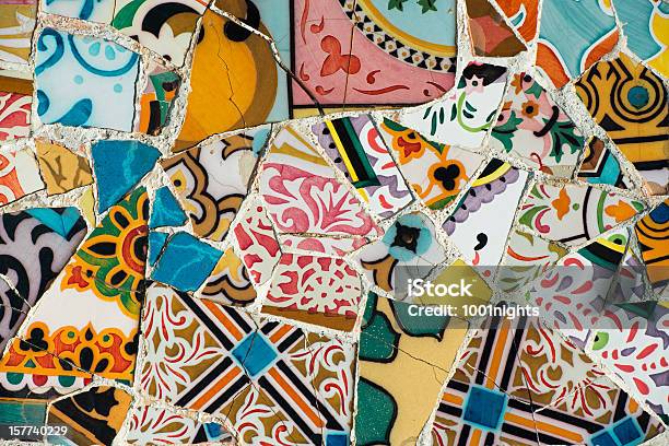 Mosaic Of Broken Tiles Stock Photo - Download Image Now - Barcelona - Spain, Mosaic, Art