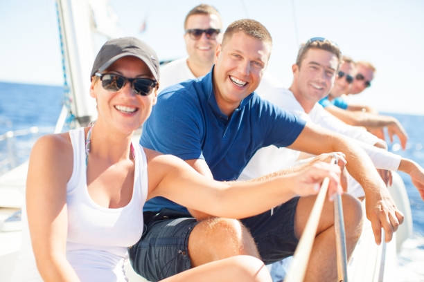 istock Group of Friends having fun on Sailboat 157740318
