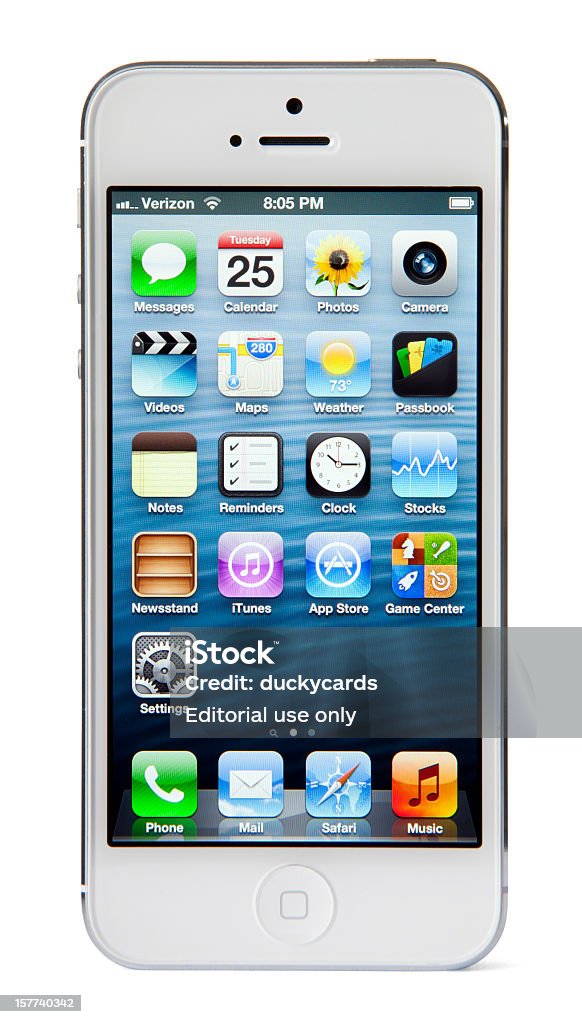 iPhone 5 、クリッピングパスを白、シルバー - iPhoneのロイヤリティフリーストックフォト