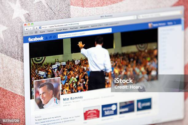 Mitt Romney Facebook Fan Page Stock Photo - Download Image Now - .com, 2012, American Flag
