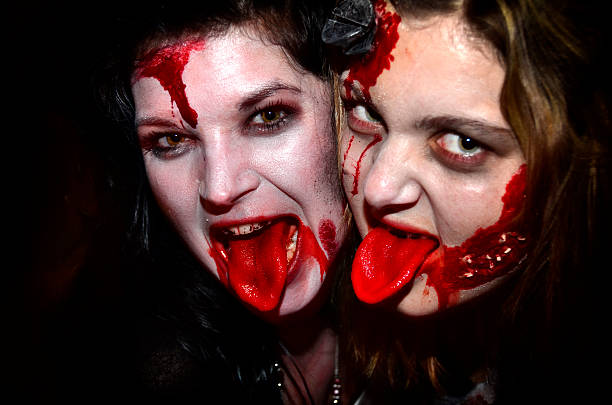 zombie meninas-halloween - desire make up women human face - fotografias e filmes do acervo