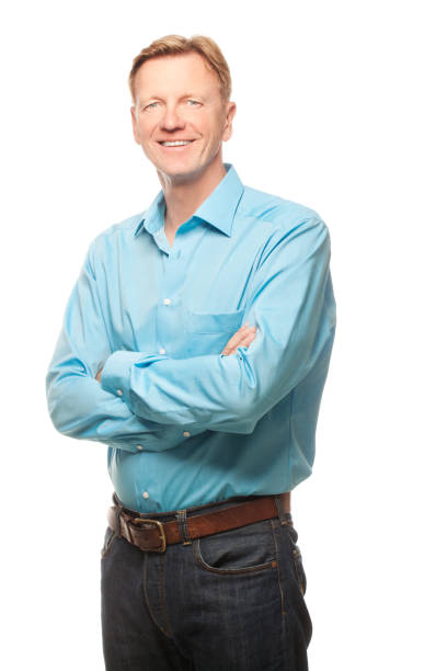 istock Mature man portraited isolated on white 157741307