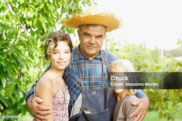 Avô E Netos Na Vinha - Fotografias de stock e mais imagens de Terceira idade - Terceira idade, Sobrinho, Adulto