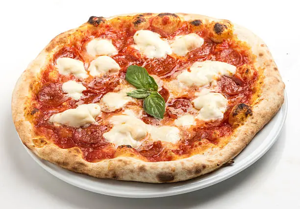 Pizza Margherita on white background