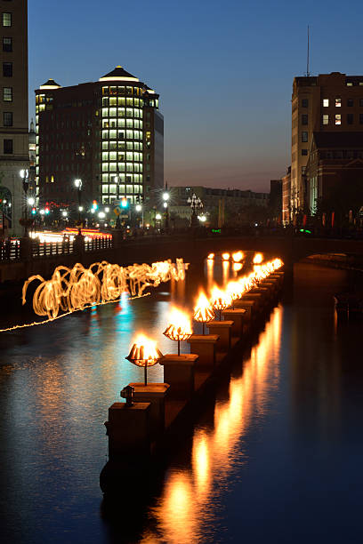 WaterFire Show in Providence  providence rhode island stock pictures, royalty-free photos & images