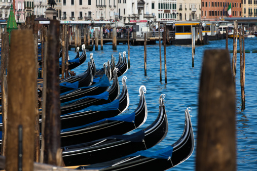 Front of several gondolas at Markus Place - Venice.