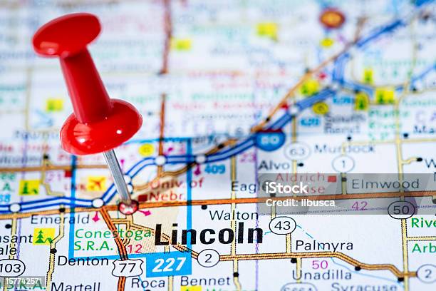 Capital Cities En El Mapa De Serie Lincoln Nebraska Ne Foto de stock y más banco de imágenes de Lincoln - Nebraska