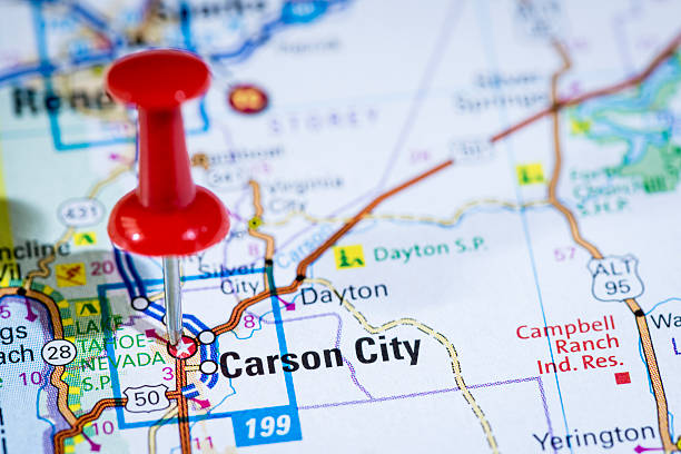 istock US capital cities on map series: Carson City, Nevada, NV 157742573