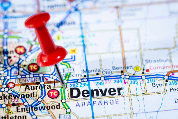 istock US capital cities on map series: Denver, Colorado, CO 157742574