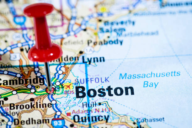 istock US capital cities on map series: Boston, Massachusetts, MA 157742591
