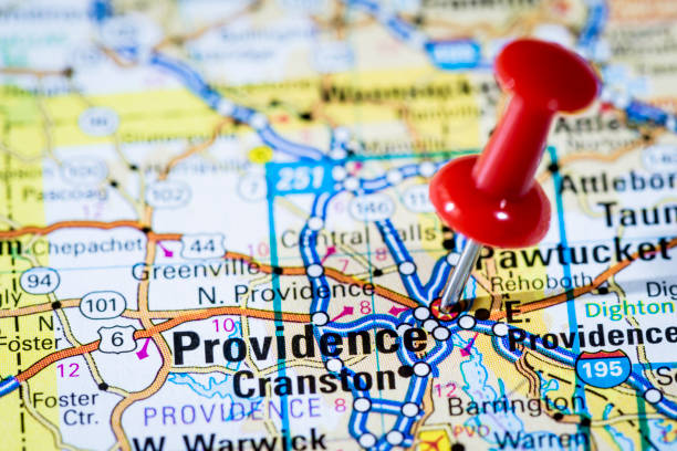 istock US capital cities on map series: Providence, Rhode Island, RI 157742593