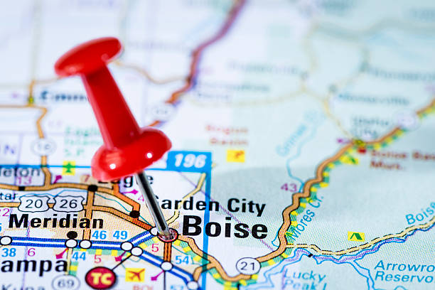 istock US capital cities on map series: Boise, Idaho, ID 157742947