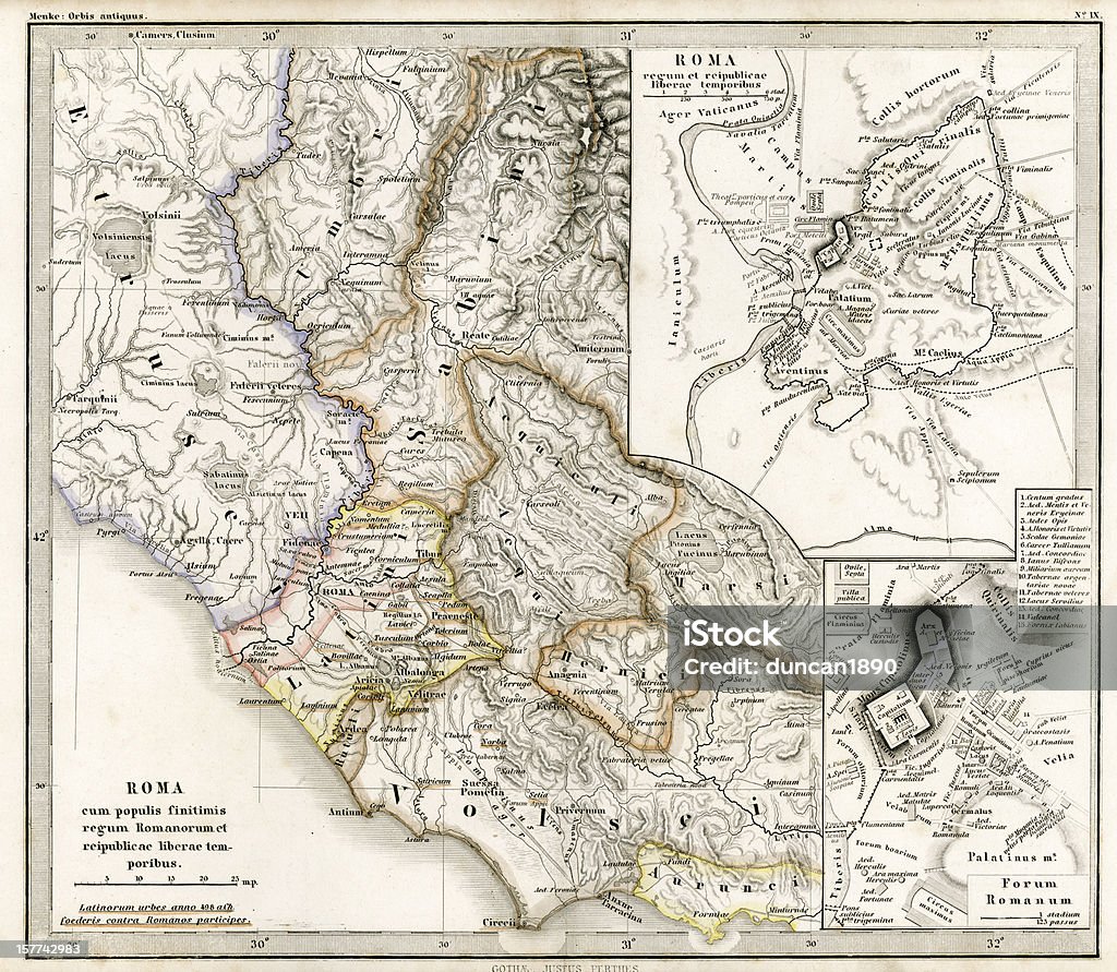 Antiguo Mapa de la antigua República Romana - Ilustración de stock de Antes de Cristo libre de derechos