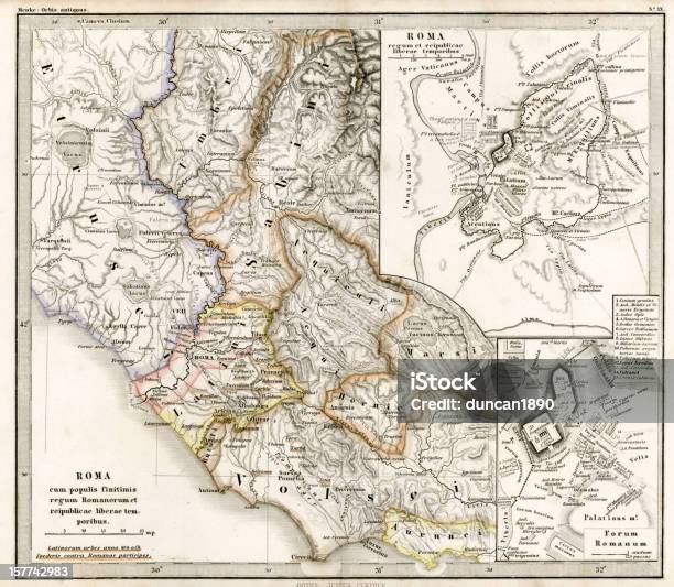 Ilustración de Antiguo Mapa De La Antigua República Romana y más Vectores Libres de Derechos de Antes de Cristo - Antes de Cristo, Anticuado, Antigualla