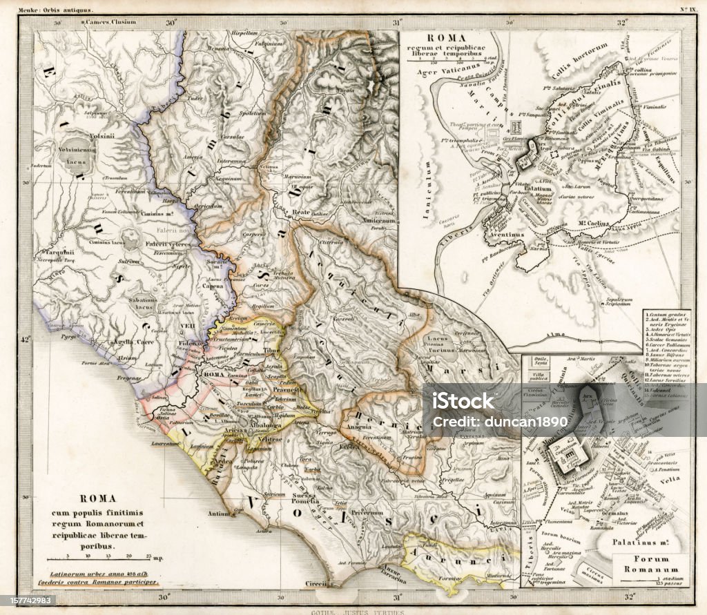Античный карта древнеримской Республика - Стоковые иллюстрации Антиквариат роялти-фри
