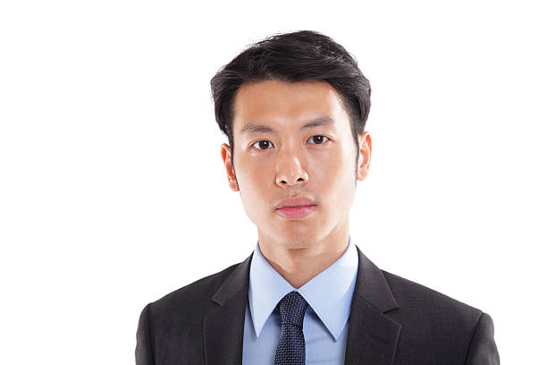 sicurezza uomo d'affari asiatico - business person isolated on white waist up business foto e immagini stock