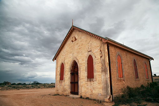 Historic Methodist church in Silverton, Australia, established in 1885.