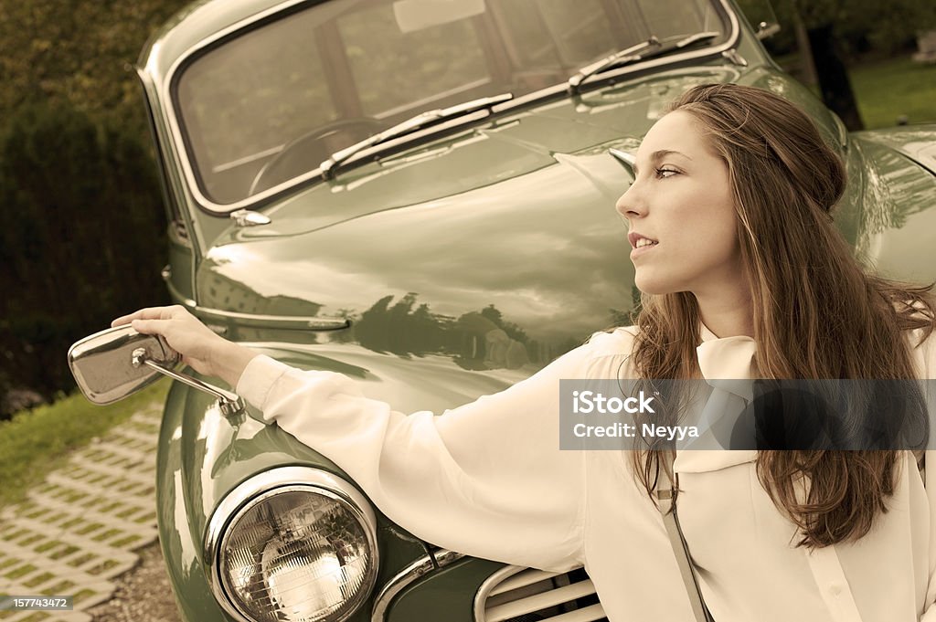 여성의 빈티지 자동차 - 로열티 프리 1950-1959 년 스톡 사진