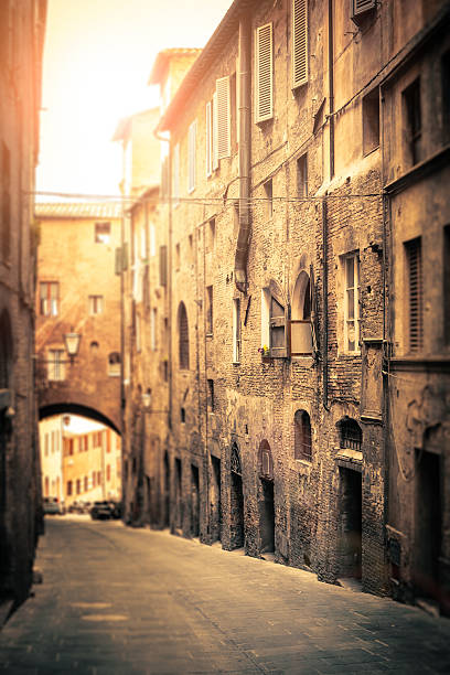 istock Ancient Italian Street in Siena, Tilt Shift Lens Effect 157743517