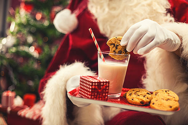 Cookies and milk for santa claus stock photo
