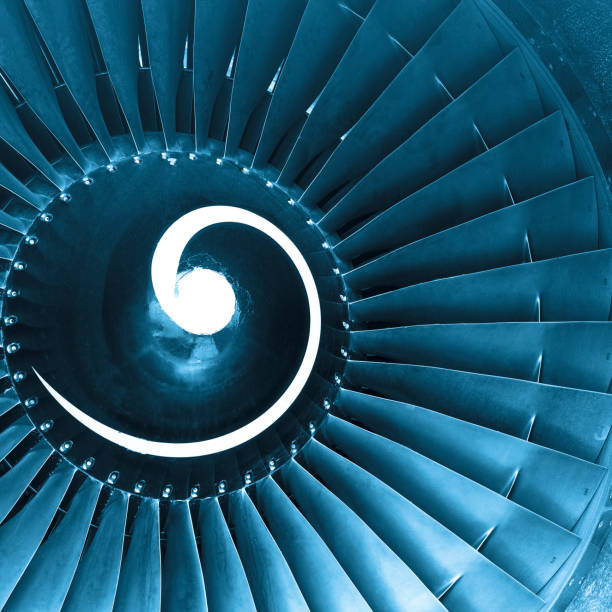 istock Front view of aircraft jet engine turbine 157743663