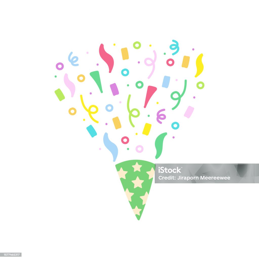 Cute Party Popper Isolated Confetti Explosion Firecrackers Celebration ...
