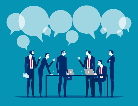 Vector illustration of meeting. Business conflict and arguing concept