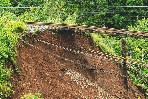 Flash flooding erodes culverts & washes out an important rail line.