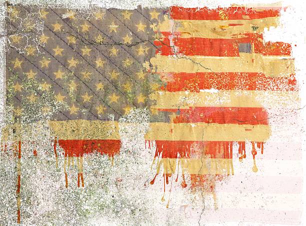 grunge na jednostajnym obrazie amerykańska flaga - patriotism american flag flag retro revival zdjęcia i obrazy z banku zdjęć