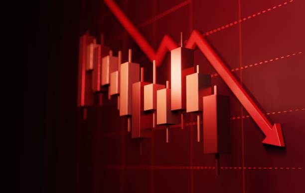 Economic Crisis Concept, Falling Stock Chart Financial Downturn.