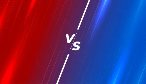 Vector illustration of blue and red versus vs shiny banner for tournament match