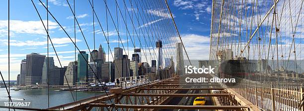 Photo libre de droit de Panorama De Pont De Brooklyn À New York banque d'images et plus d'images libres de droit de Pont de Brooklyn - Pont de Brooklyn, Architecture, Centre-ville