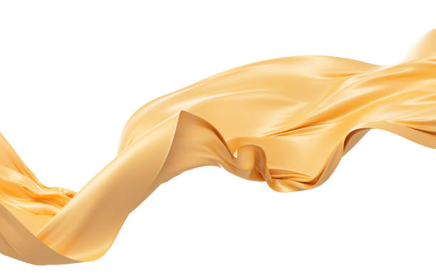 istock Gold silk fabric, gold cloth material flying in the wind , 3d rendering. 1577603444