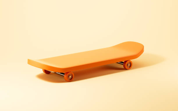 istock Skateboarding in the yellow background, 3d rendering. 1577604582