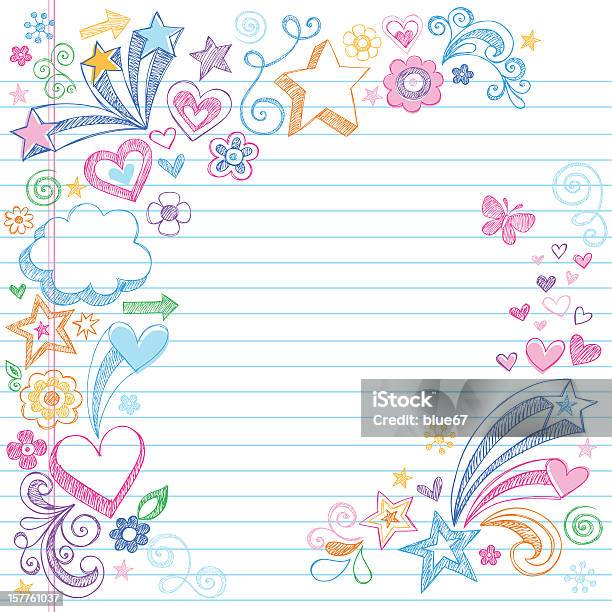Handdrawn Colorful Sketchy Doodles Stock Illustration - Download Image Now - Doodle, Note Pad, Lined Paper