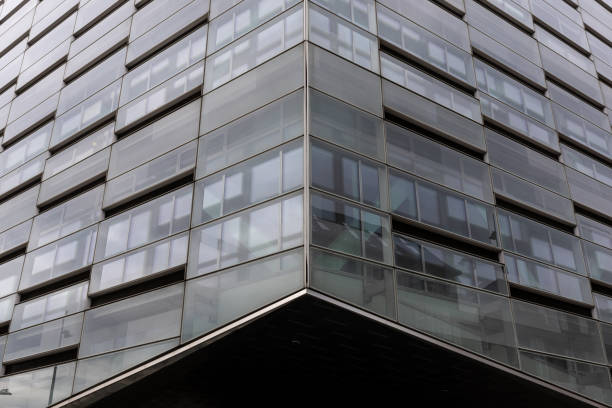 Copenhagen, Denmark - July 5, 2023: Close-up view of Krystallen building facade.