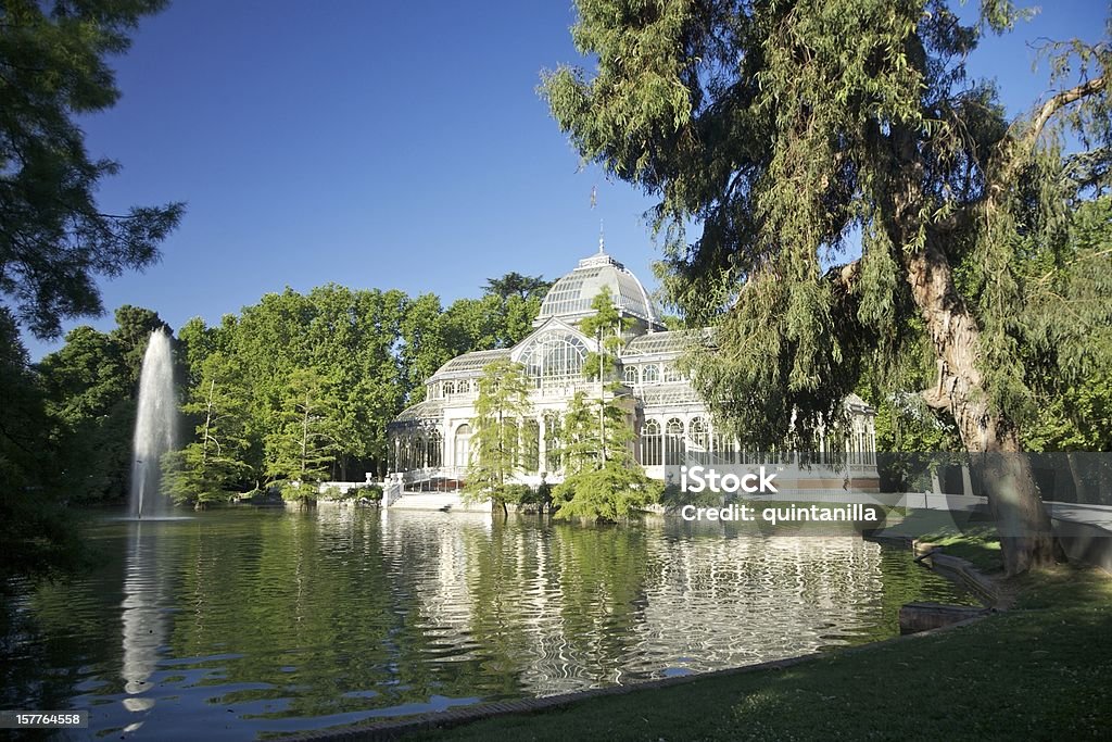 Madrid crystal palace side ancient Crystal palace in El Retiro park at Madrid Spain Ancient Stock Photo