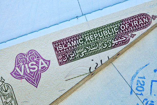 istock Iranian visa stamp in a passport 157765141