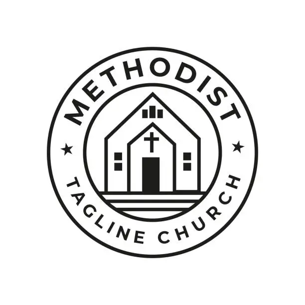 Vector illustration of Methodist church design inspiration simple logo stamp Education Logo design vector