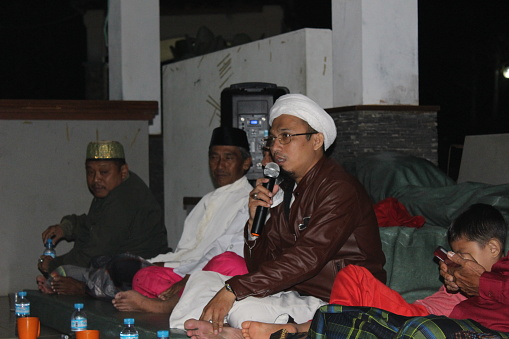 Bogor, Indonesia - March 20, 2021: religious leaders who are giving tausiah to their congregations