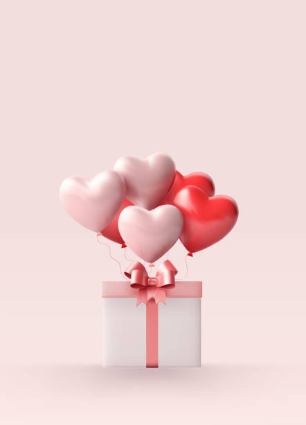 istock Gift box open balloon heart floating pink background love valentine concept vector 3D 1577694121