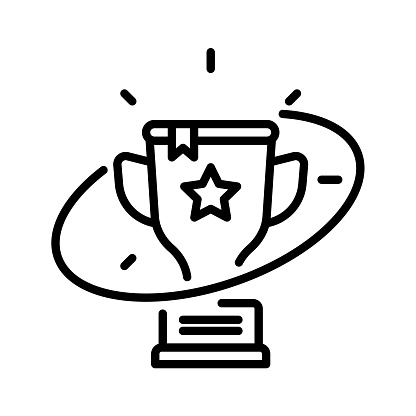 trophy with star icon vector design in line style